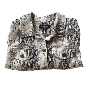 d. jeans Snakeskin Print Pattern Black and Cream Jean Jacket Women’s Size Medium